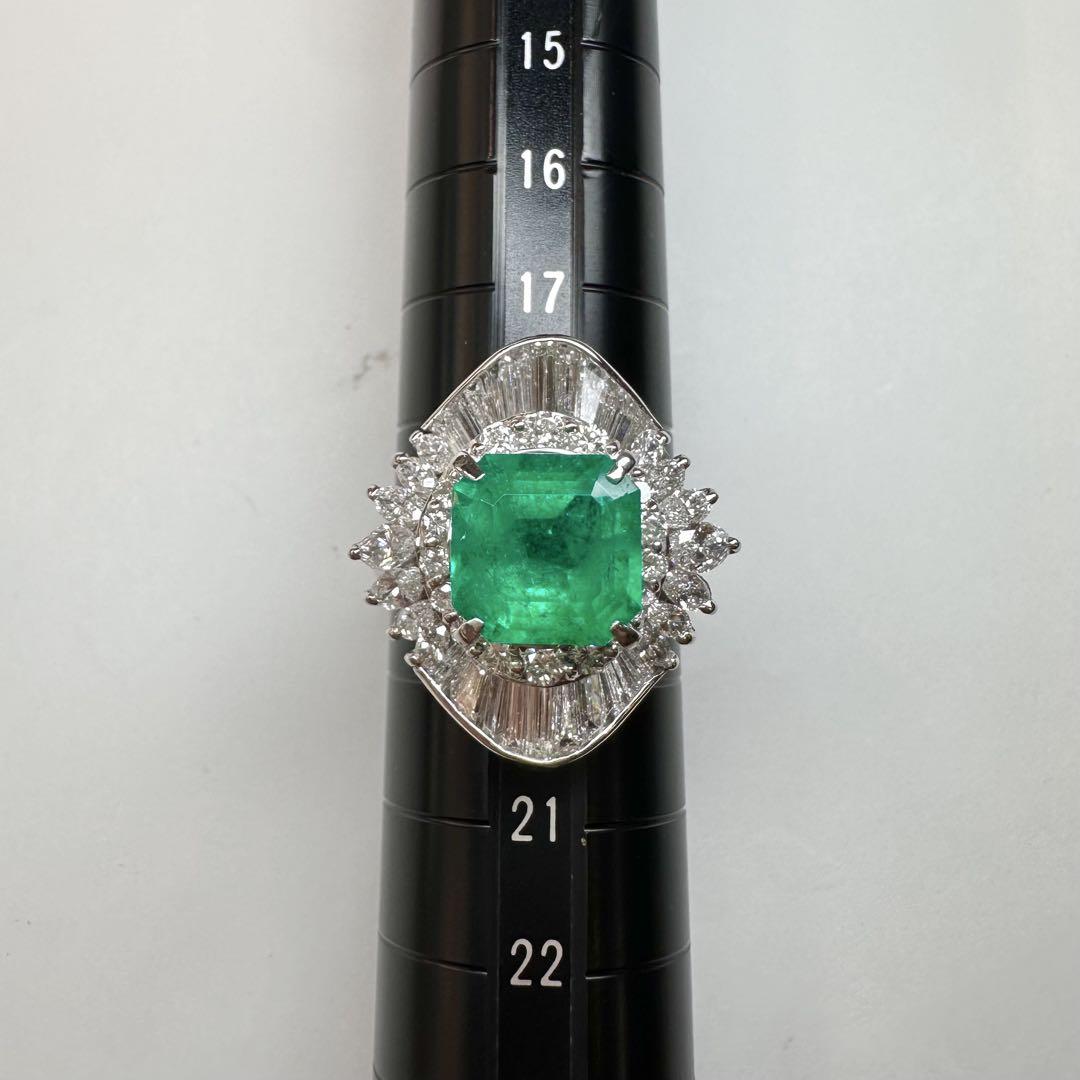 【美品】PT900 エメラルド3.93ct リング ダイヤ