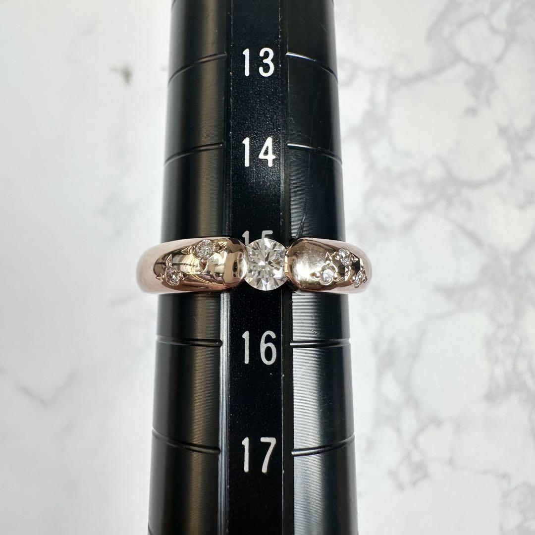 【K18PG】ダイヤモンドリング 0.50ct 小さな花