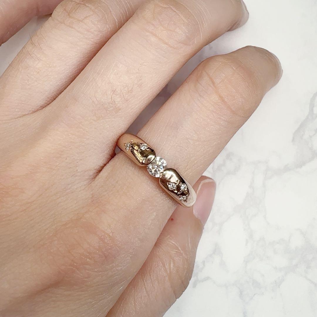 【K18PG】ダイヤモンドリング 0.50ct 小さな花