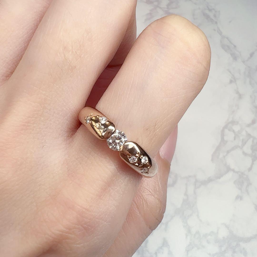 【K18PG】ダイヤモンドリング 0.50ct 小さな花