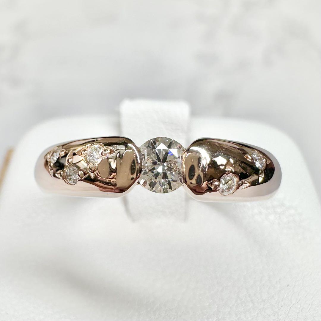 【K18PG】ダイヤモンドリング 0.50ct 小さな花
