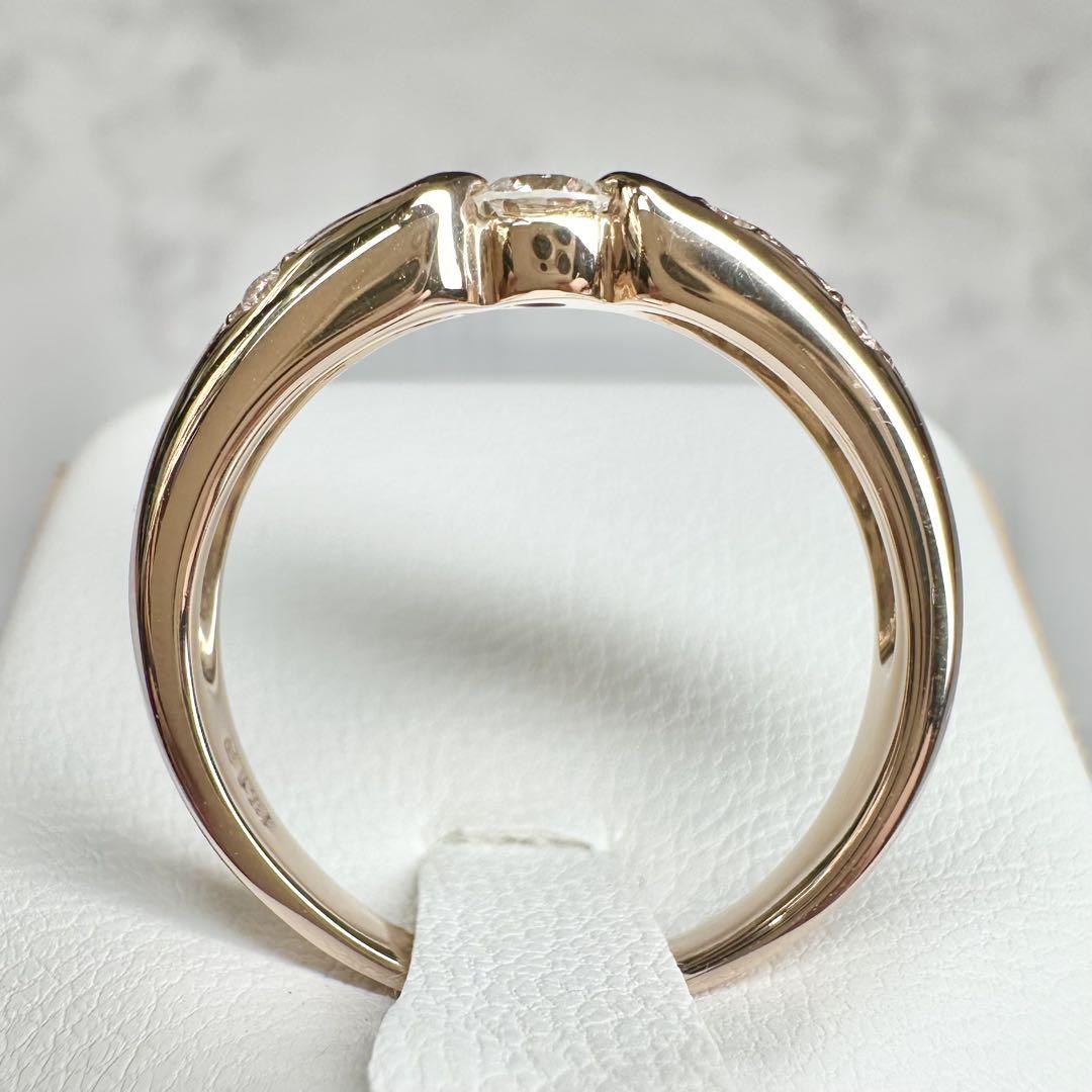 【K18PG】ダイヤモンドリング 0.50ct 小さな花