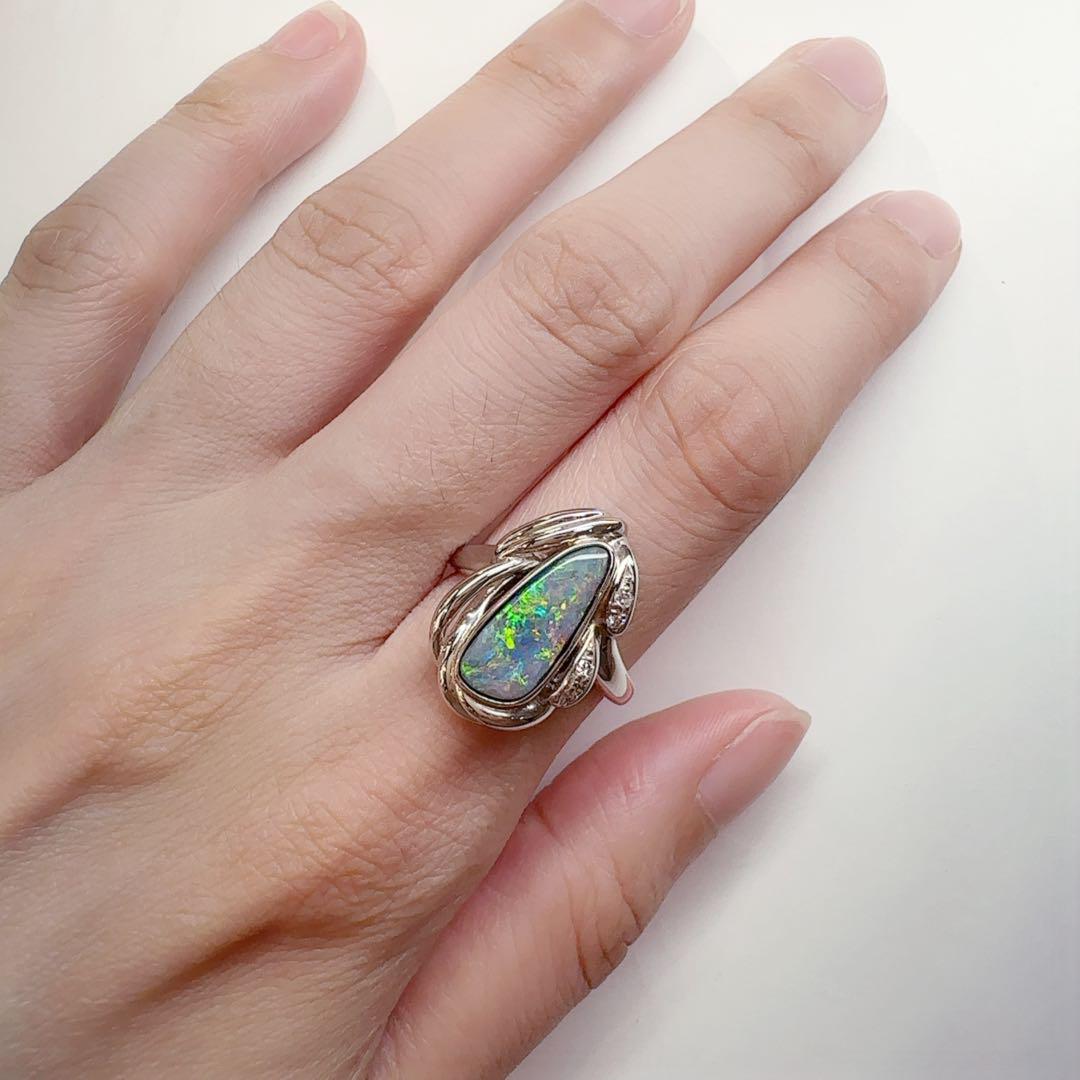 【美品】PT900 オパール 1.75ct リング デザイン ダイヤ