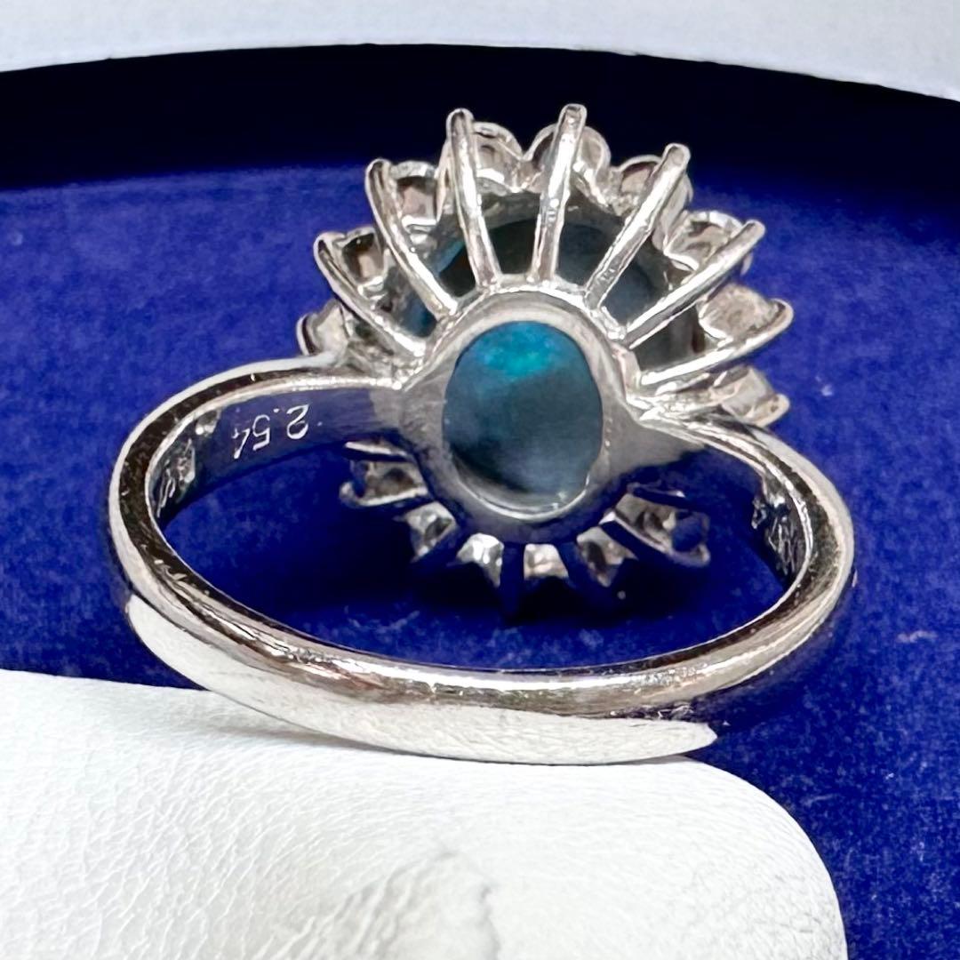 PT900 ブラックオパール 2.54ct ダイヤモンドリング