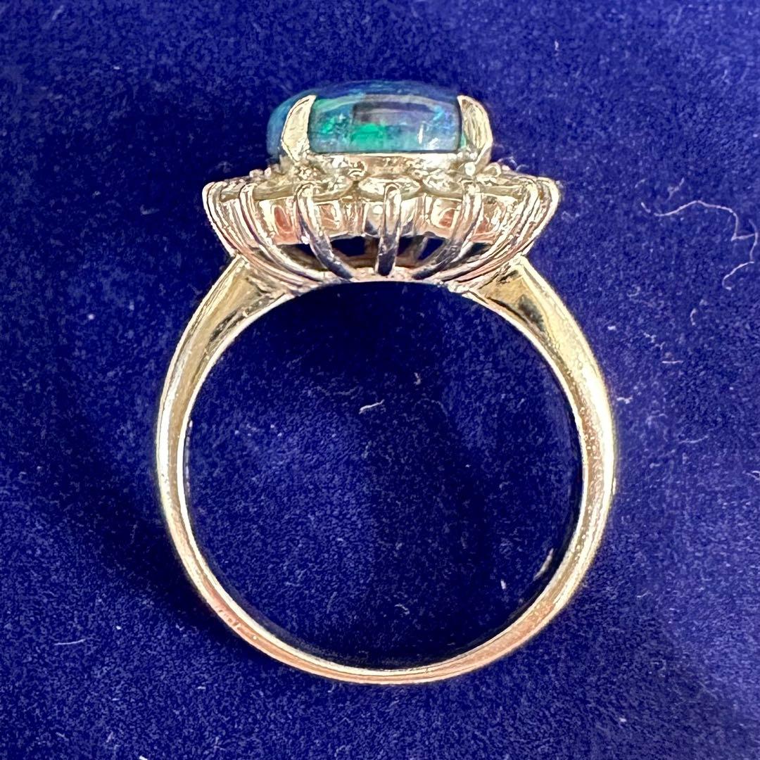 PT900 ブラックオパール 2.54ct ダイヤモンドリング