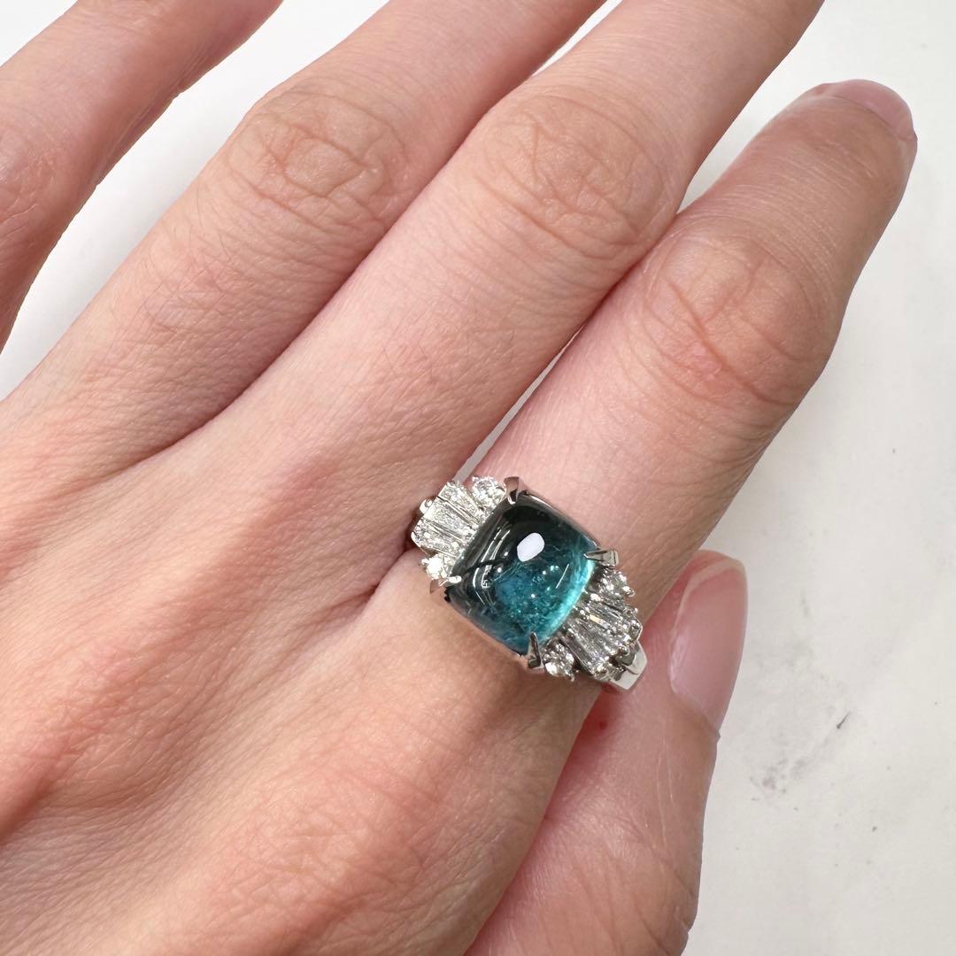 PT900 トルマリン ダイヤモンド リング 2.74ct 大粒