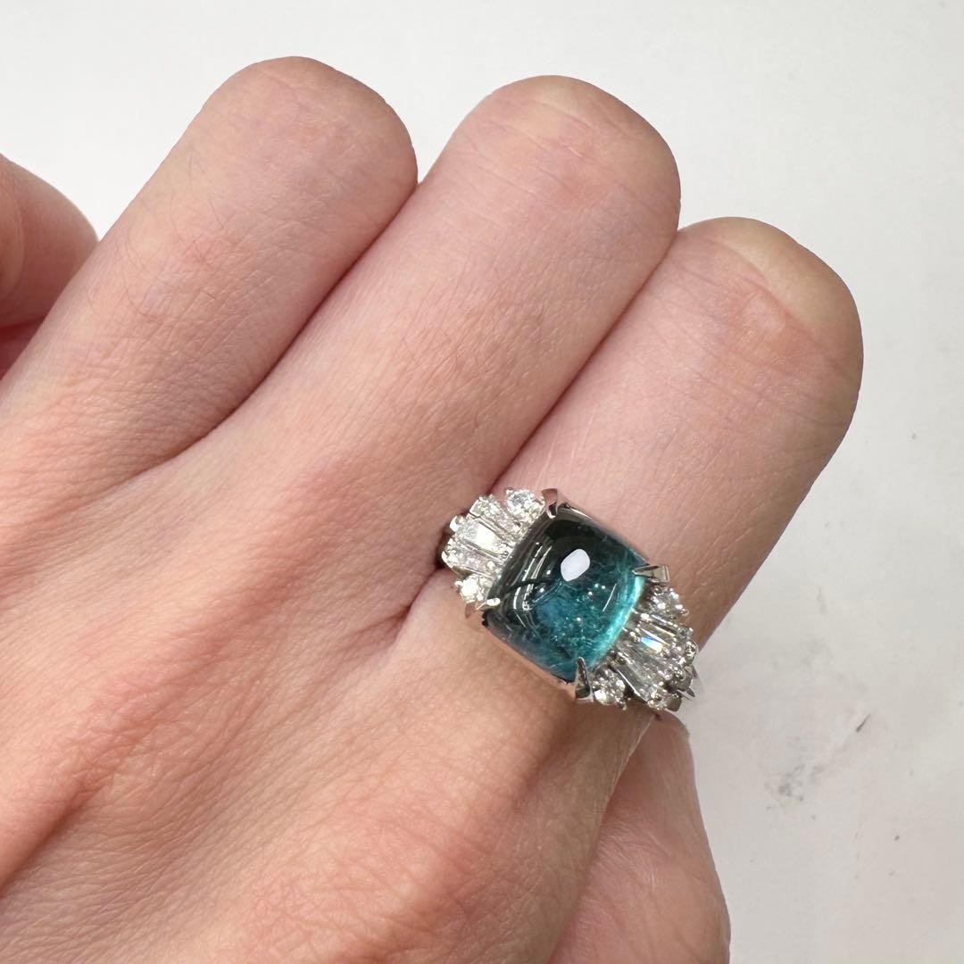 PT900 トルマリン ダイヤモンド リング 2.74ct 大粒