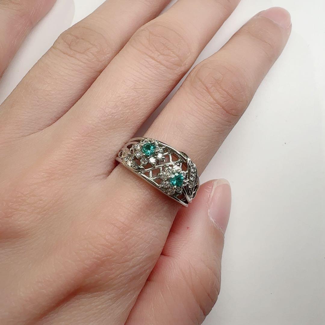 【美品】PT900 ブラジル産パライバトルマリン0.23ct リング