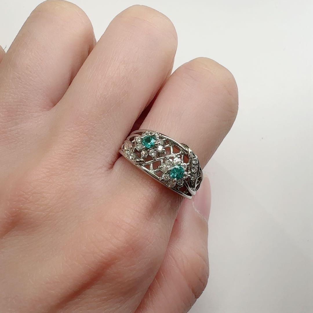 【美品】PT900 ブラジル産パライバトルマリン0.23ct リング