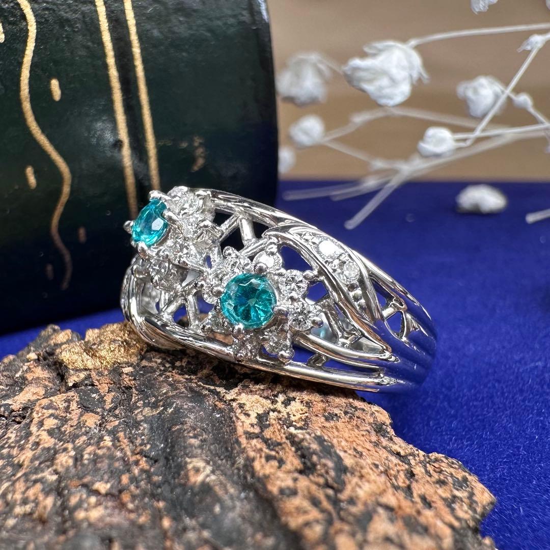 【美品】PT900 ブラジル産パライバトルマリン0.23ct リング