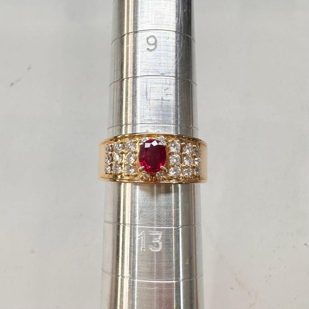【K18】ルビー 0.49ct リング