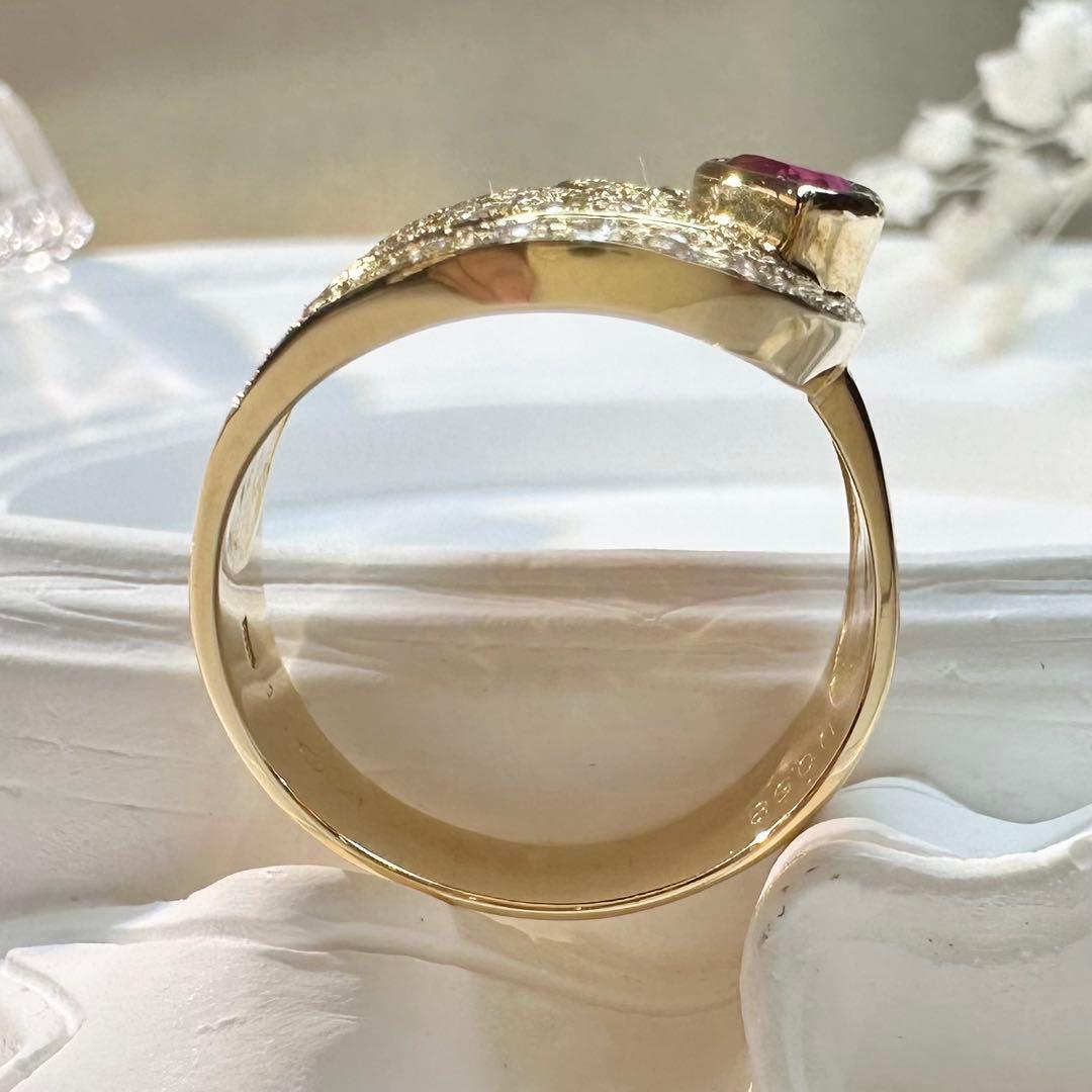 【K18】ビルマルビー 1.04ct ダイヤモンドリング