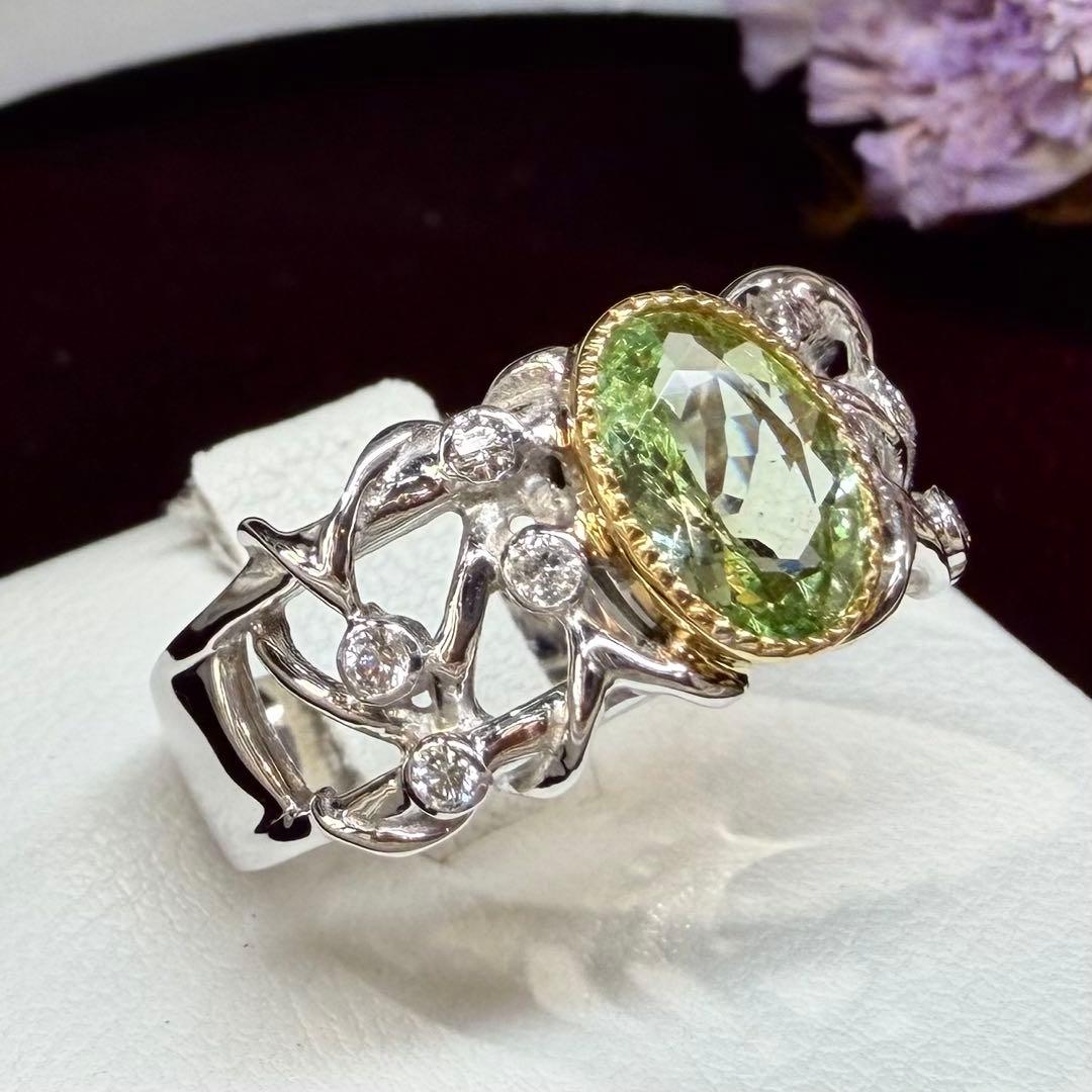 【K18】ミントガーネット1.67ct リング