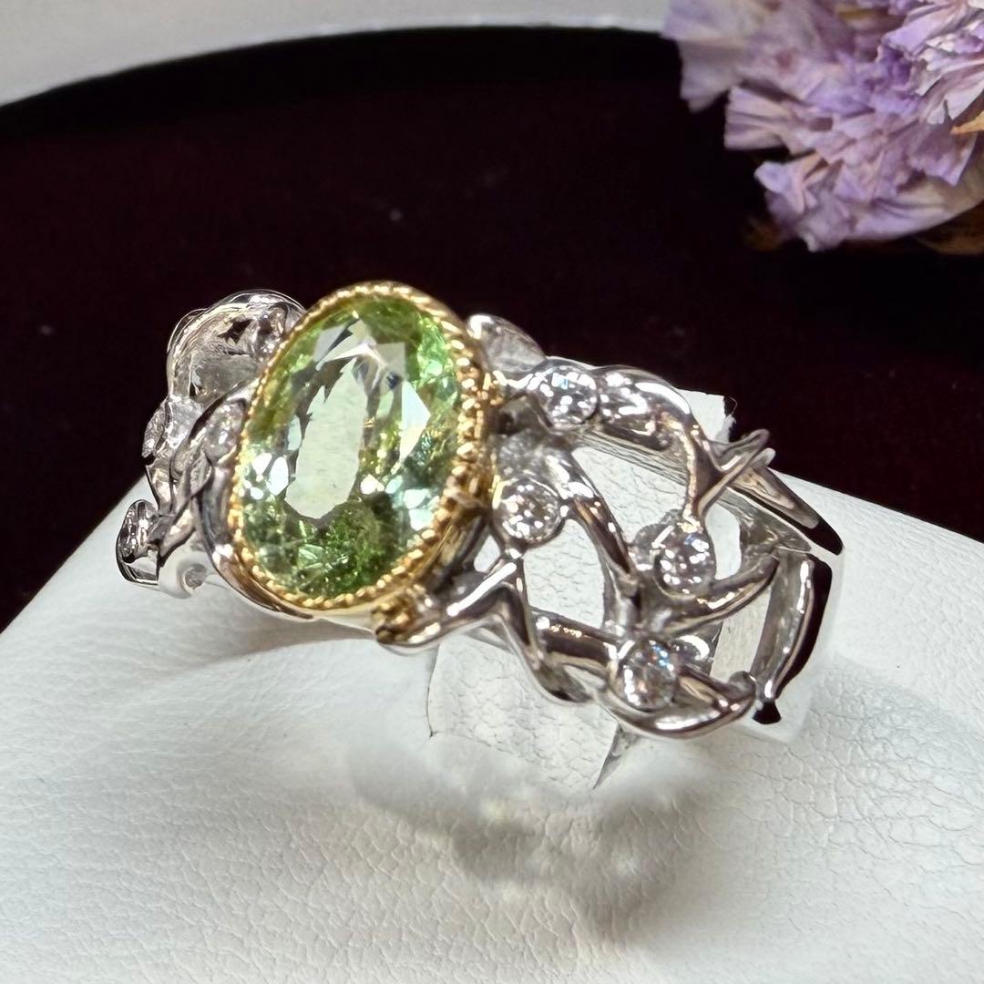 【K18】ミントガーネット1.67ct リング
