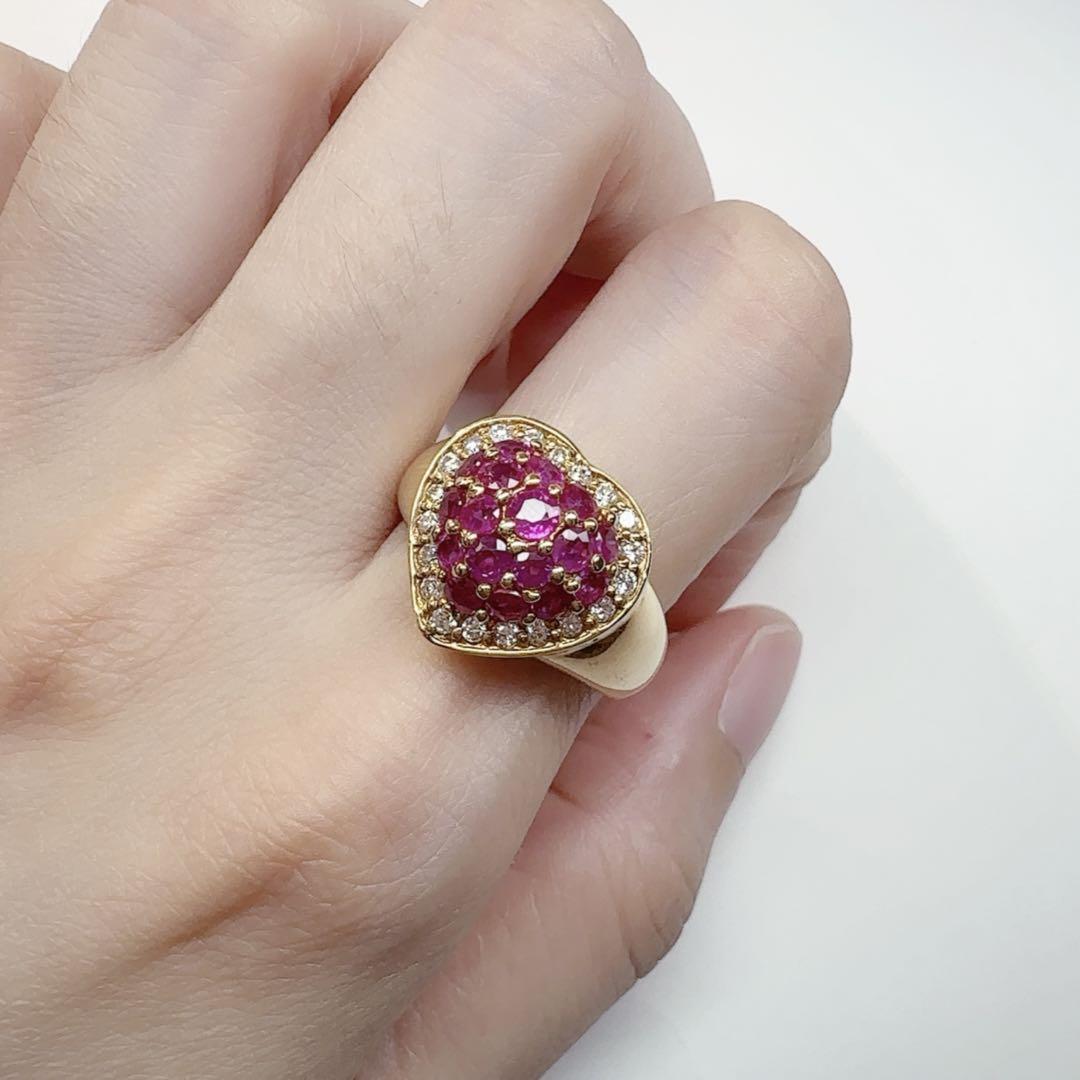 【K18YG】ルビー 1.64ct リング ダイヤ取り巻き