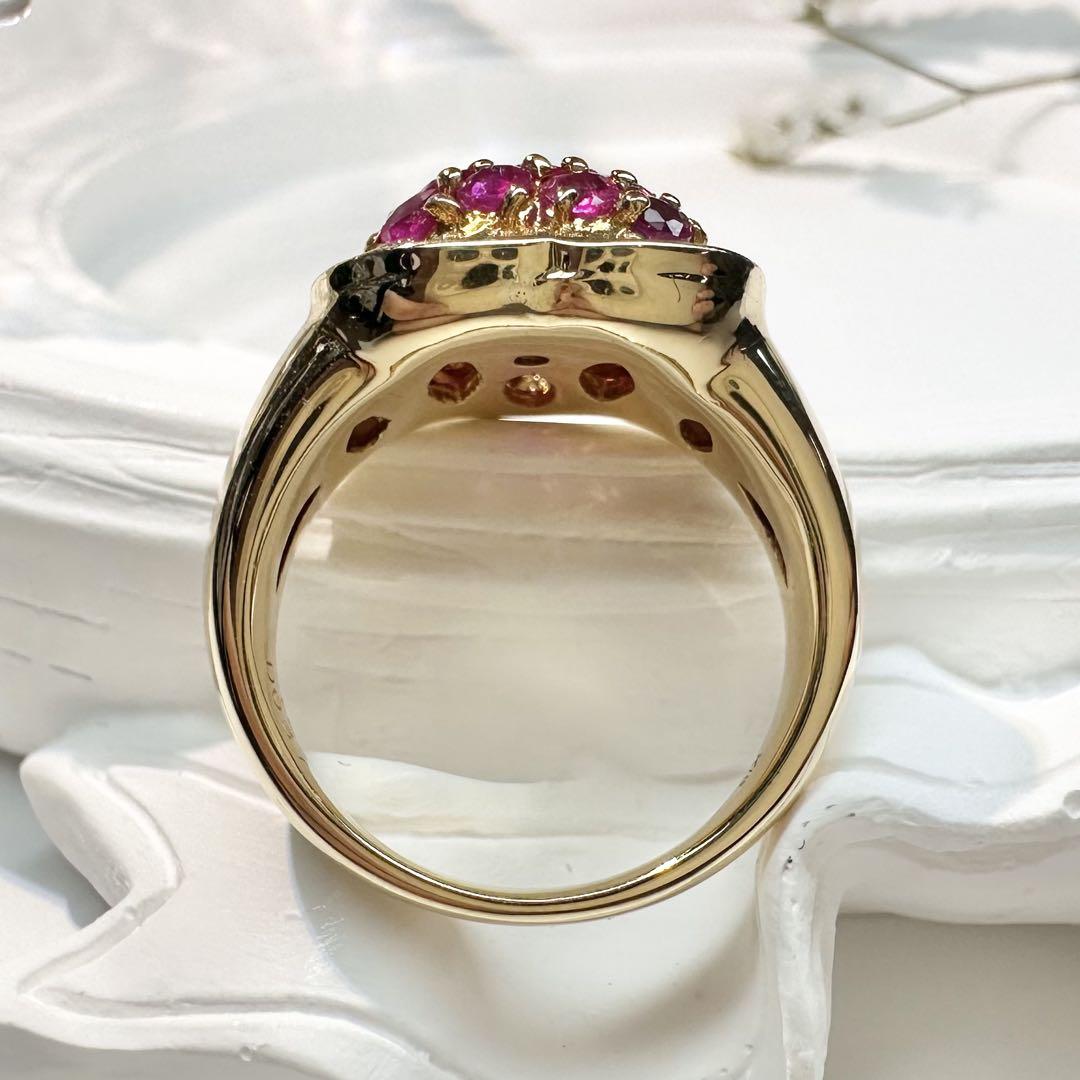 【K18YG】ルビー 1.64ct リング ダイヤ取り巻き
