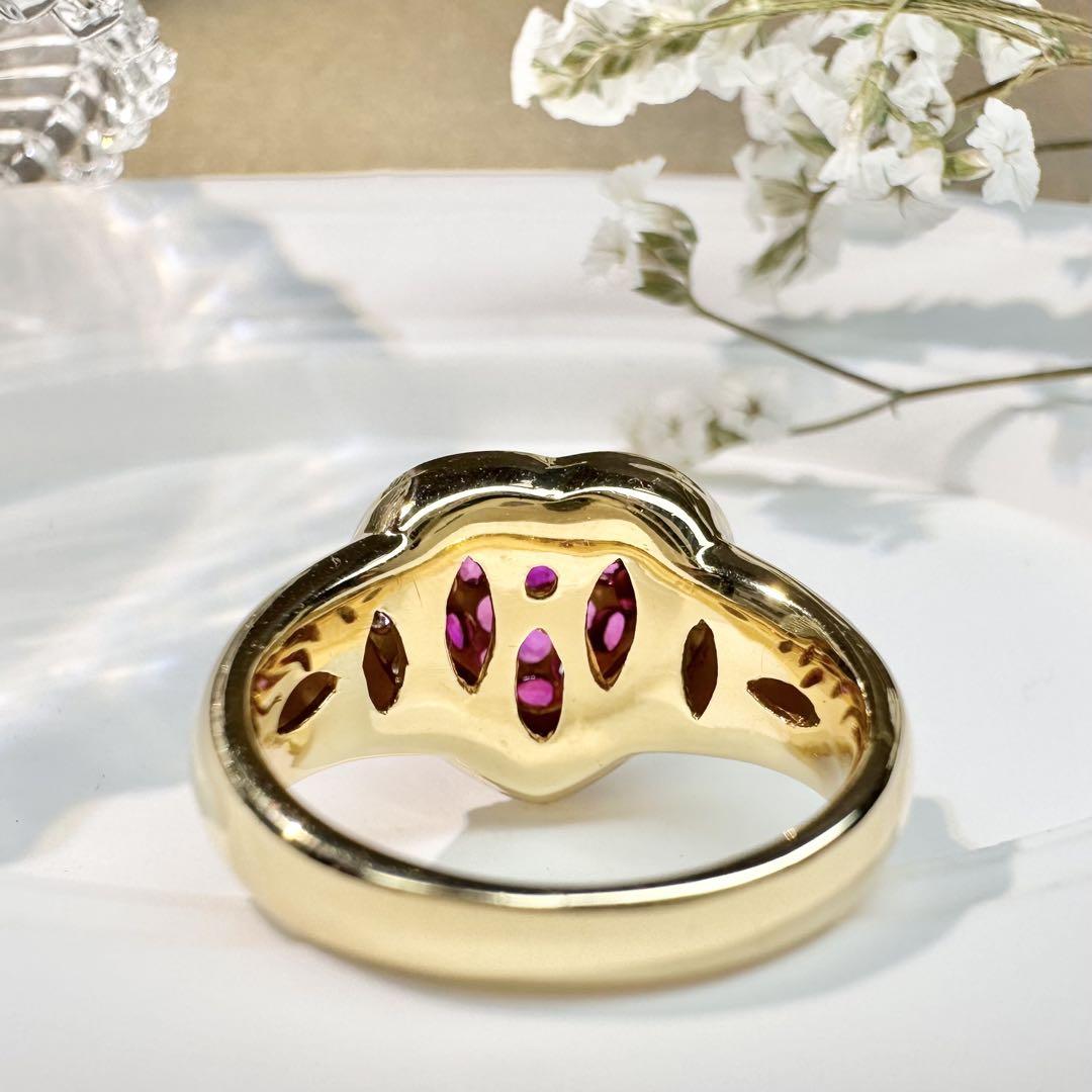 【K18YG】ルビー 1.64ct リング ダイヤ取り巻き