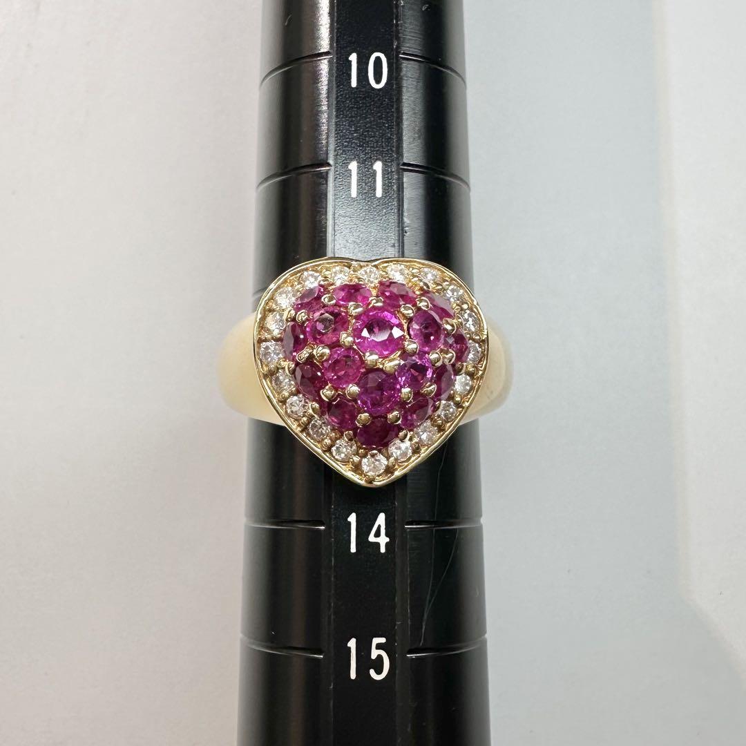 【K18YG】ルビー 1.64ct リング ダイヤ取り巻き