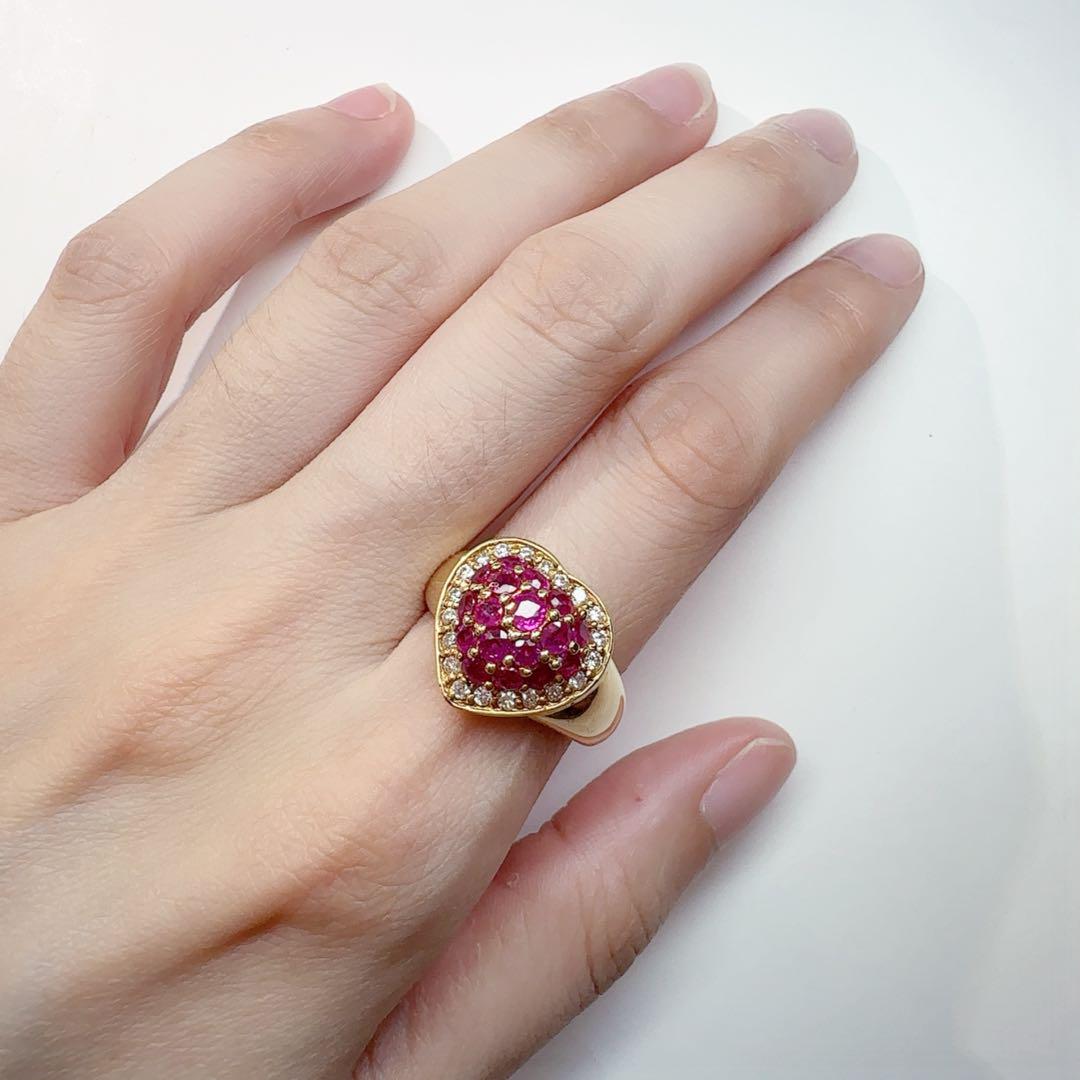 【K18YG】ルビー 1.64ct リング ダイヤ取り巻き