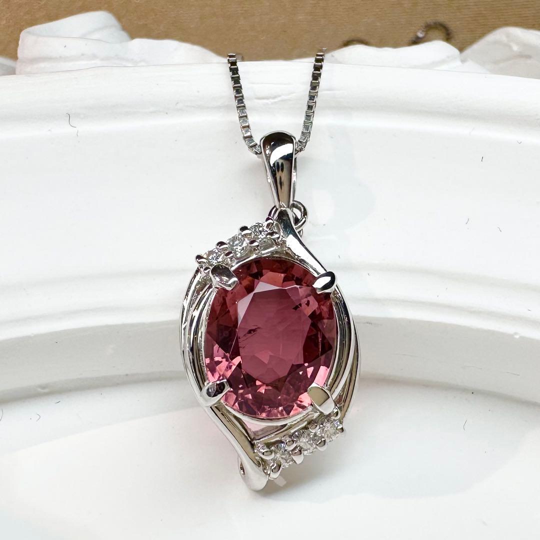 【美品】PT900 トルマリン 2.35ct ダイヤモンド ネックレス