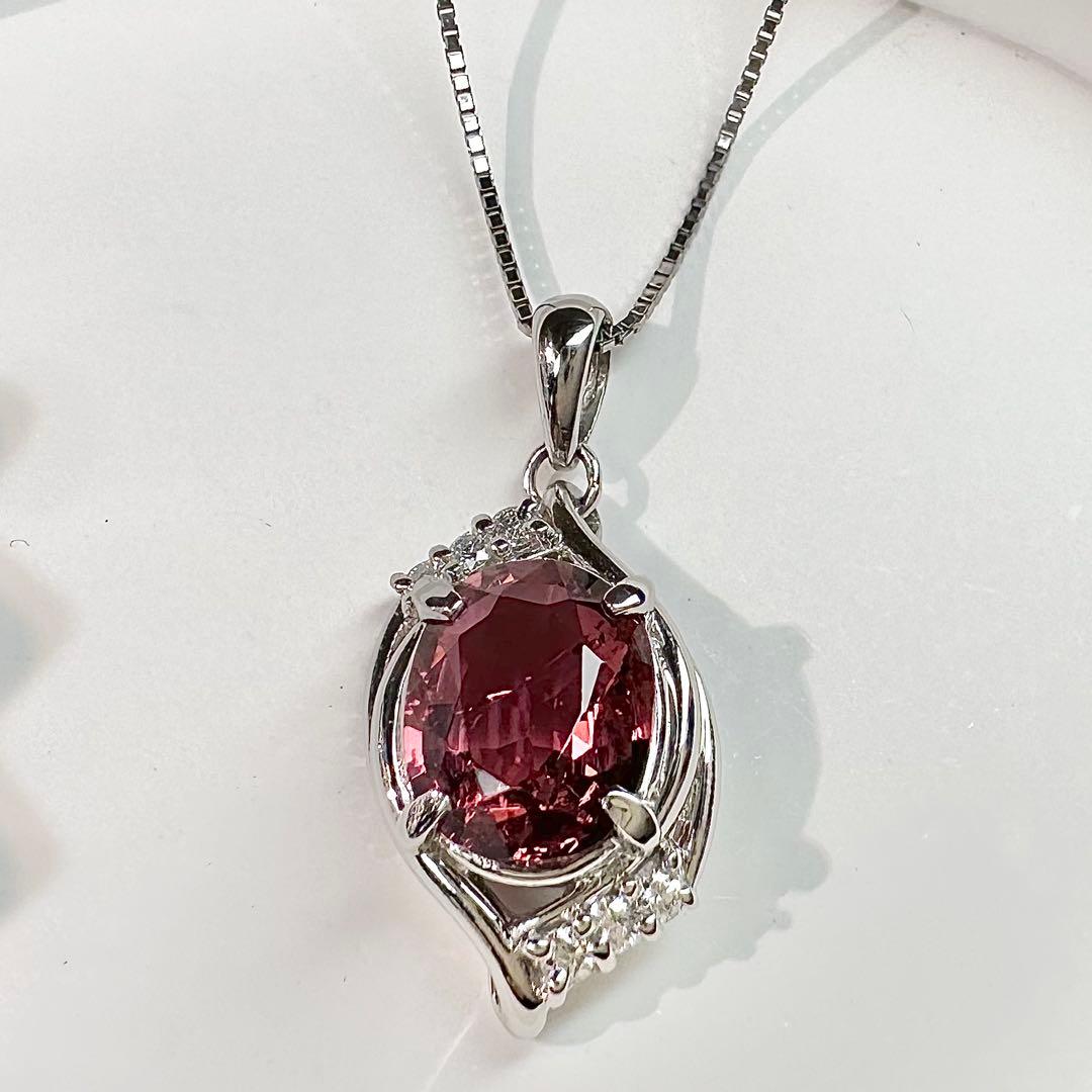 【美品】PT900 トルマリン 2.35ct ダイヤモンド ネックレス