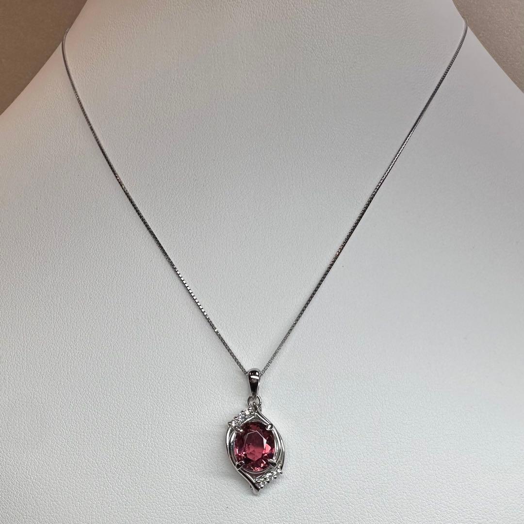 【美品】PT900 トルマリン 2.35ct ダイヤモンド ネックレス