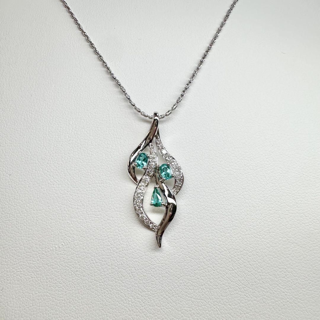 【K18WG】 パライバトルマリン 0.31ct ネックレス ダイヤ デザイン