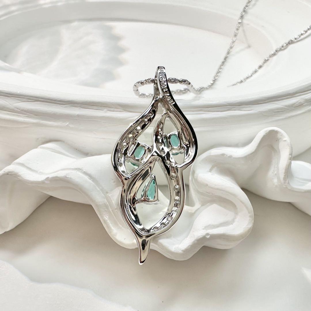 【K18WG】 パライバトルマリン 0.31ct ネックレス ダイヤ デザイン