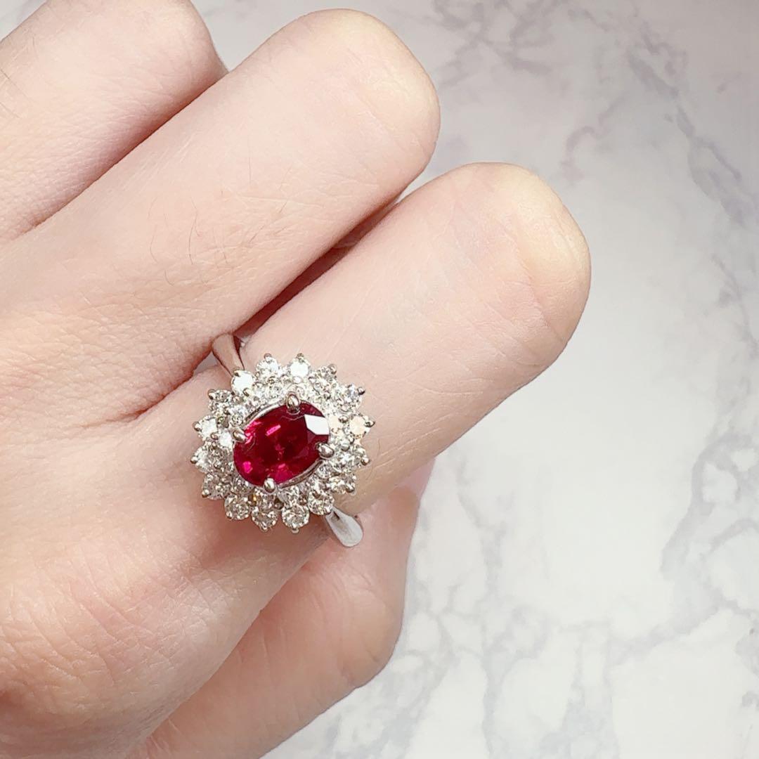 【希少】Pt900 ミャンマー産 ルビー 1.09ct ピジョンブラッド GRS