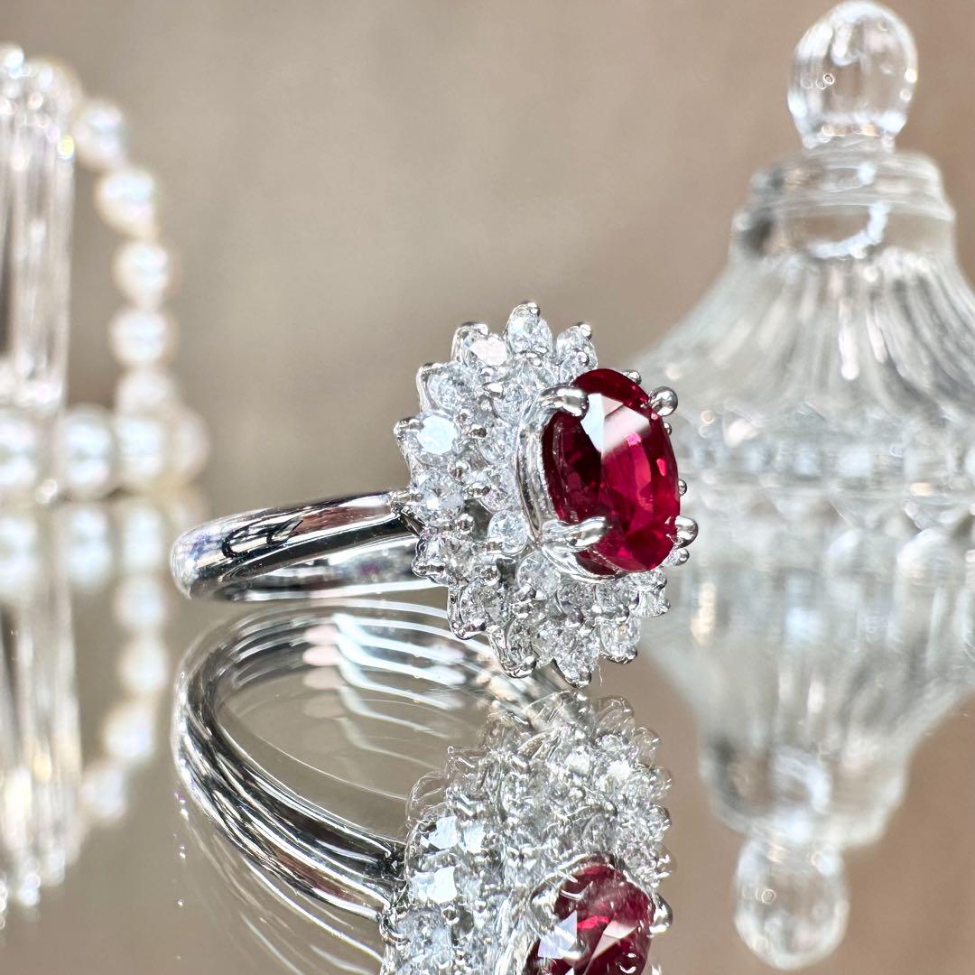 【希少】Pt900 ミャンマー産 ルビー 1.09ct ピジョンブラッド GRS