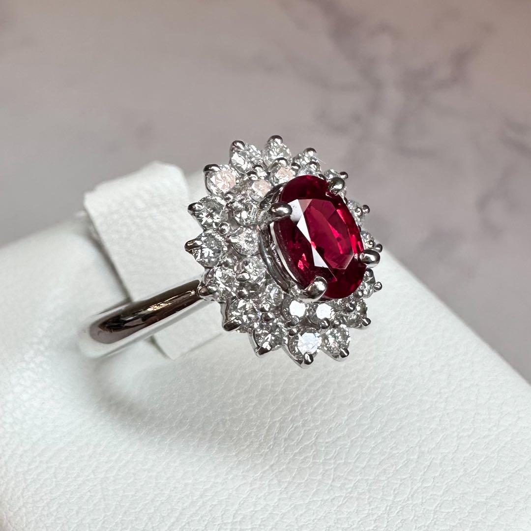 【希少】Pt900 ミャンマー産 ルビー 1.09ct ピジョンブラッド GRS