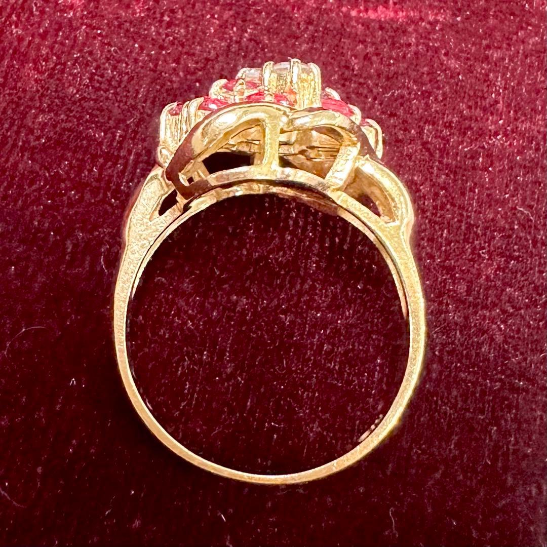 K18 ルビー1.31ct ダイヤモンド デザインリング
