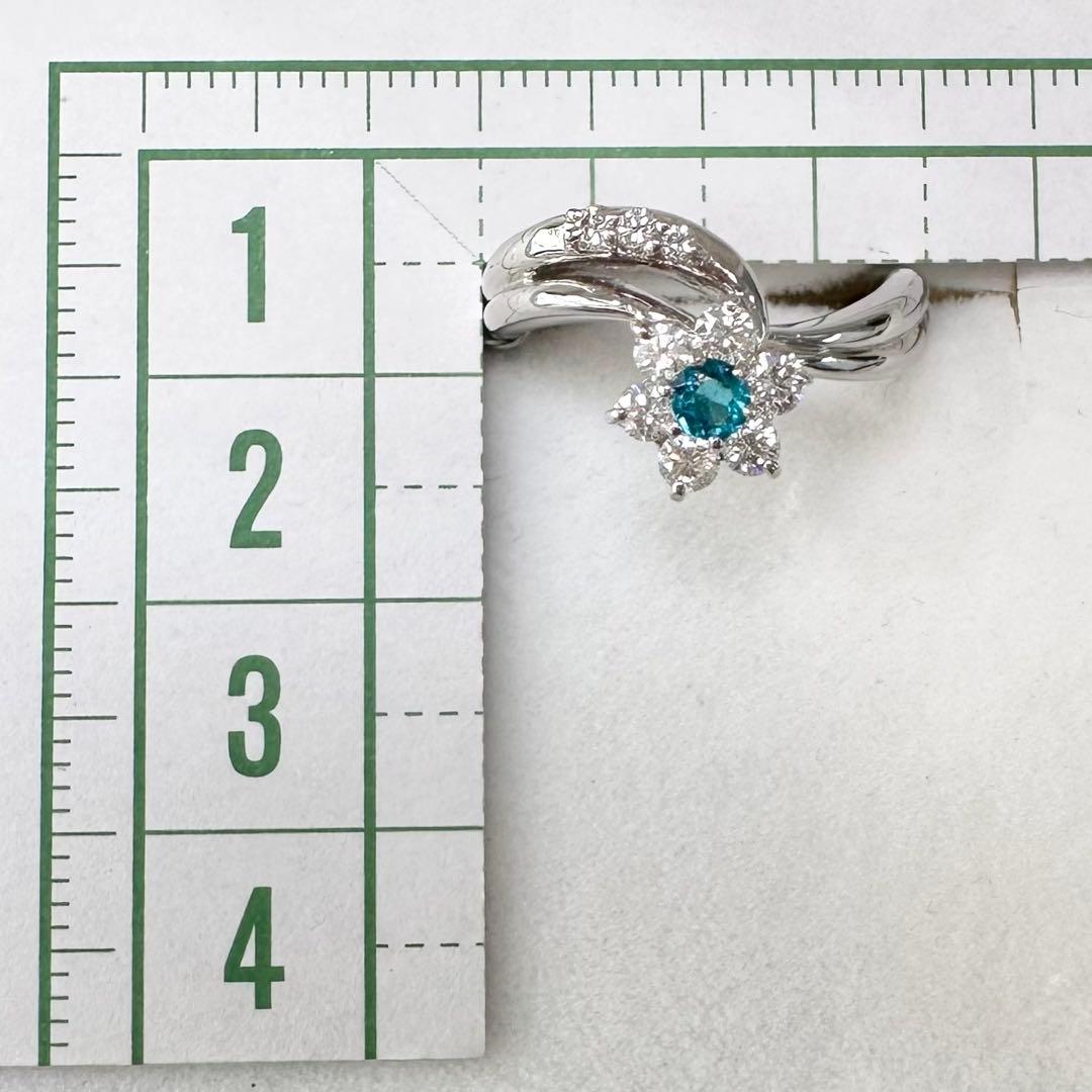 PT900 ブラジル産パライバトルマリン ダイヤモンド リング 0.127ct