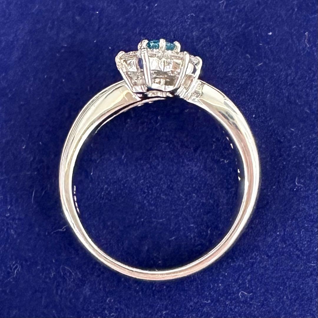 PT900 ブラジル産パライバトルマリン ダイヤモンド リング 0.127ct
