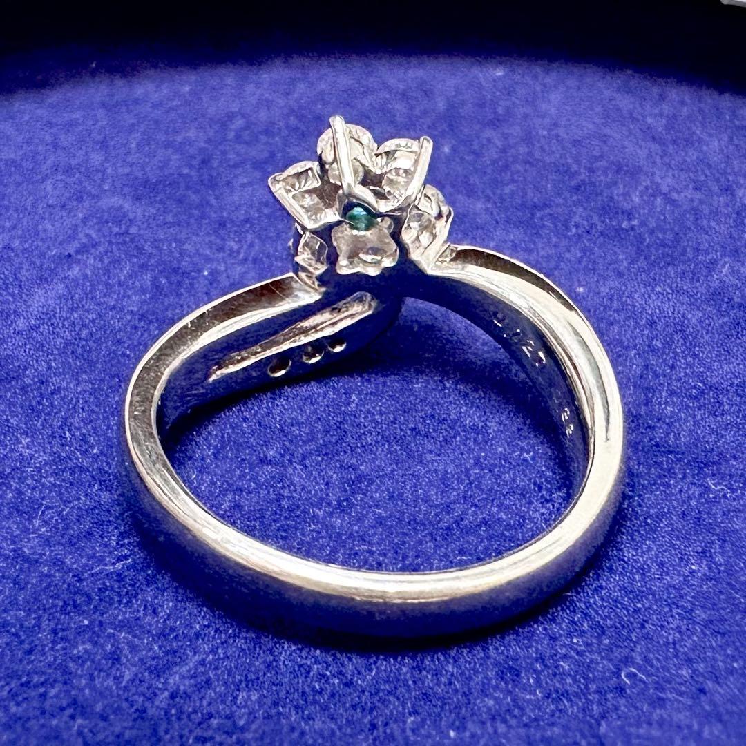 PT900 ブラジル産パライバトルマリン ダイヤモンド リング 0.127ct