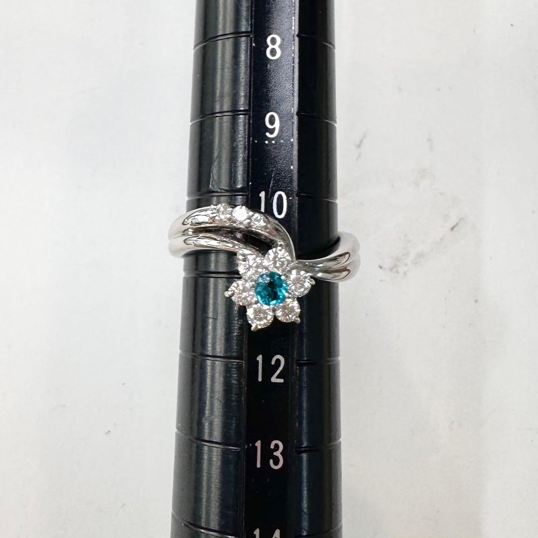 PT900 ブラジル産パライバトルマリン ダイヤモンド リング 0.127ct