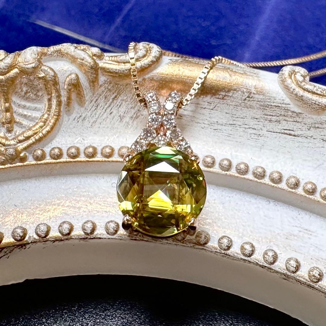 K18 スフェーン1.86ct ダイヤモンド ネックレス