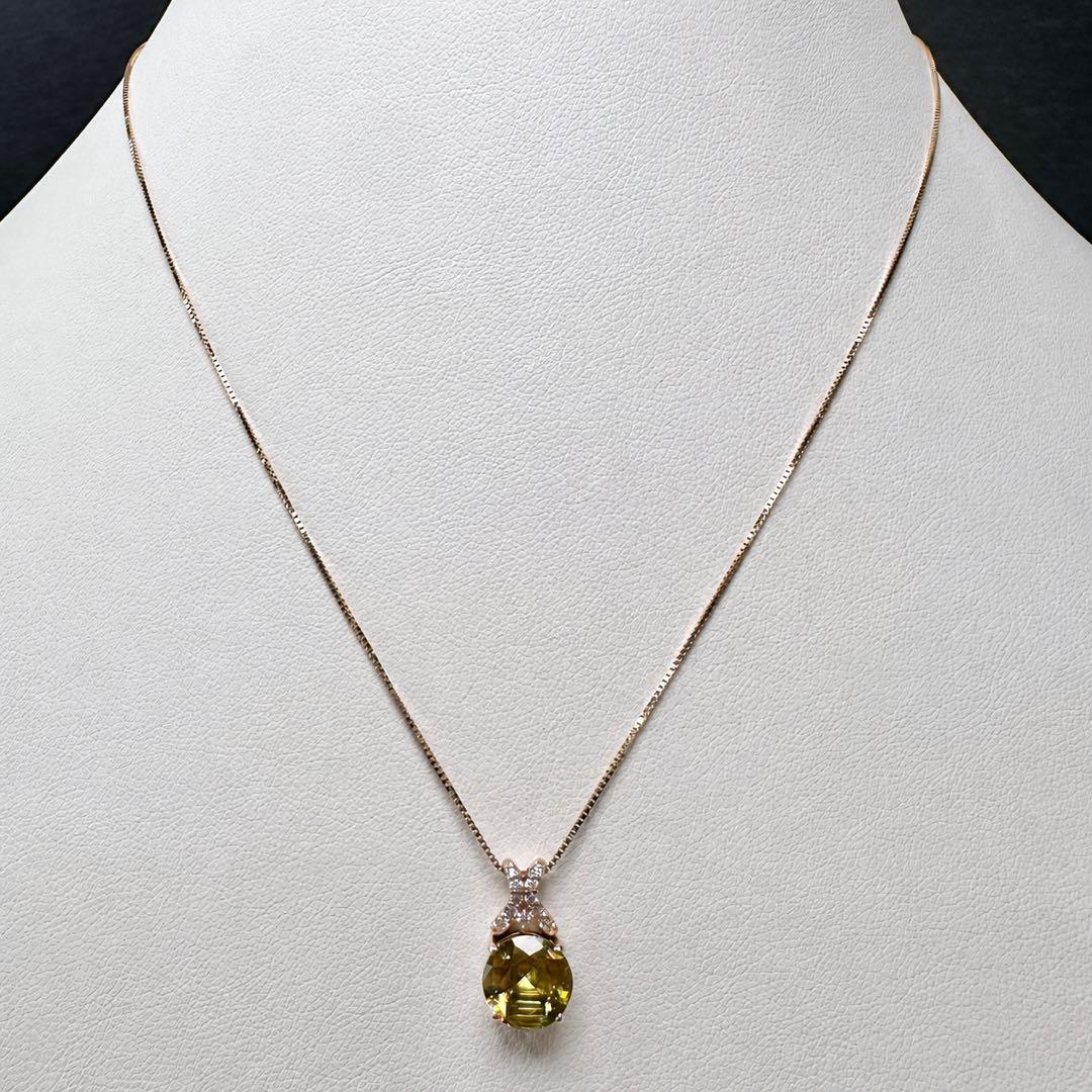 K18 スフェーン1.86ct ダイヤモンド ネックレス