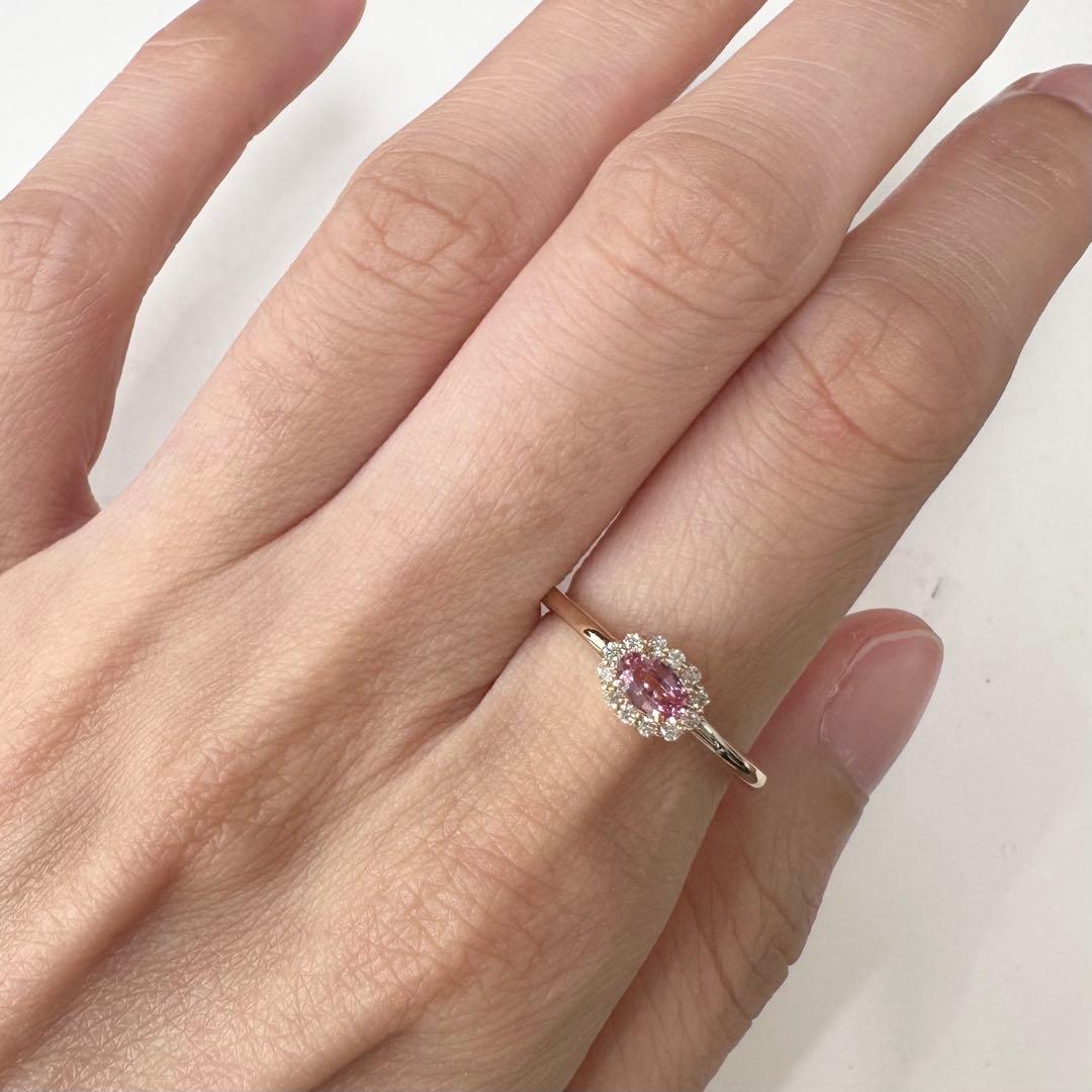K18 ピンクサファイア ダイヤモンド リング 0.273ct