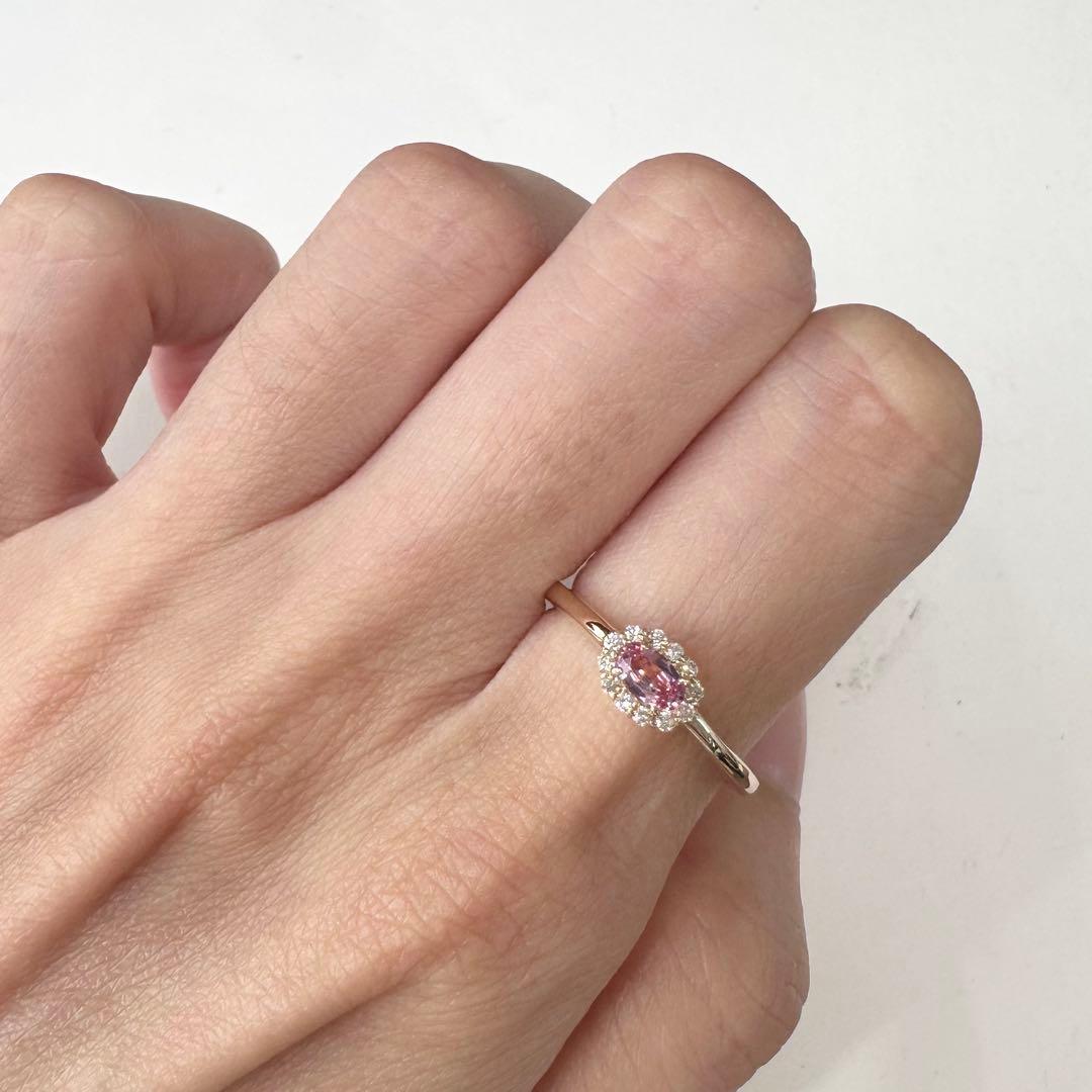 K18 ピンクサファイア ダイヤモンド リング 0.273ct