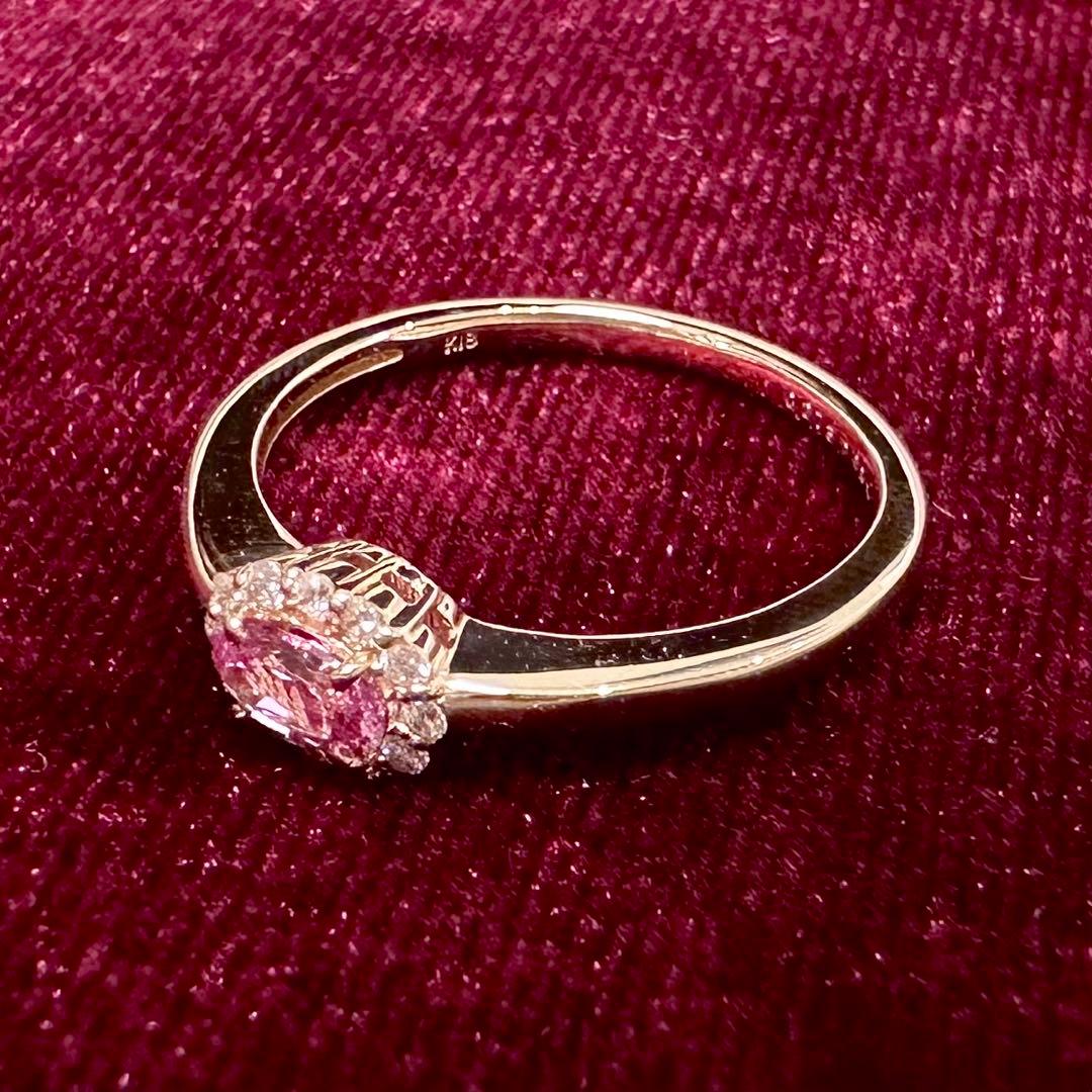 K18 ピンクサファイア ダイヤモンド リング 0.273ct