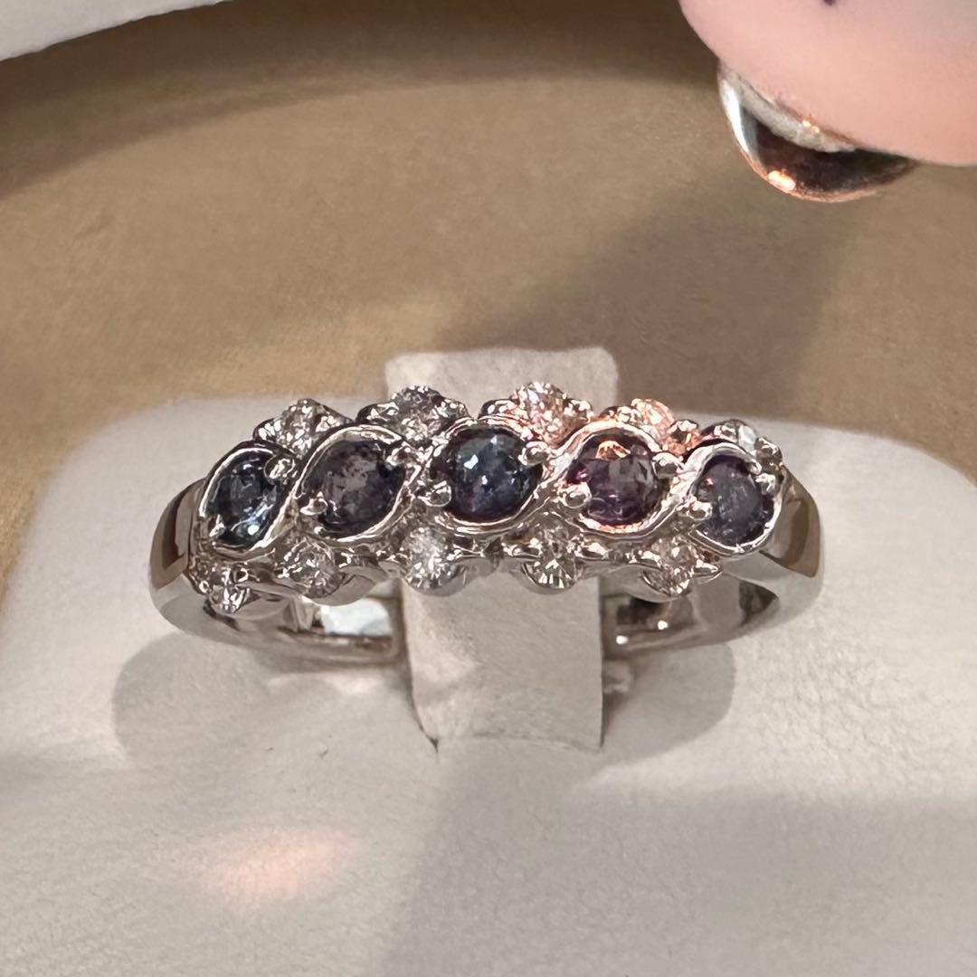 PT900 アレキサンドライト リング 0.27ct カラーチェンジ 希少石