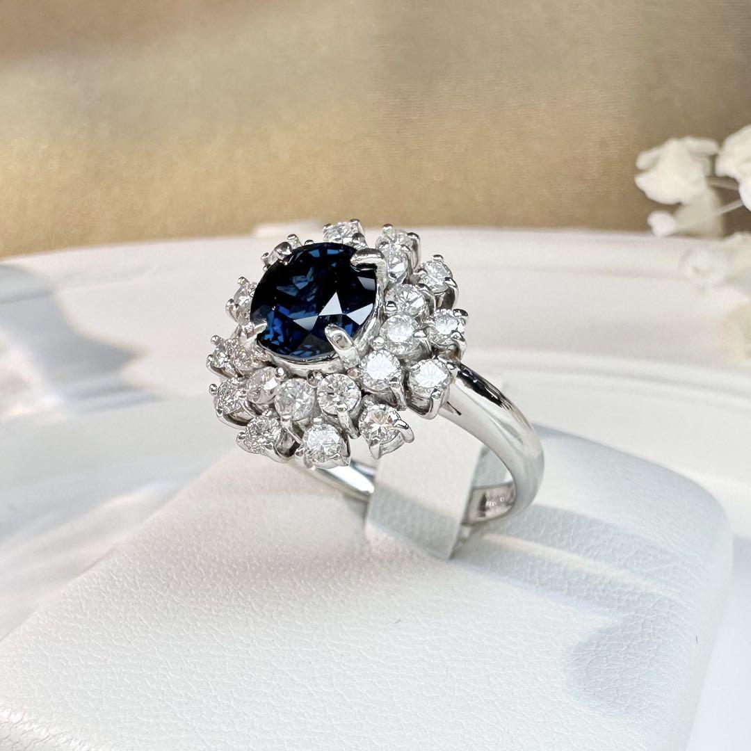 【美品】PT900 サファイア ダイヤモンドリング 1.66ct