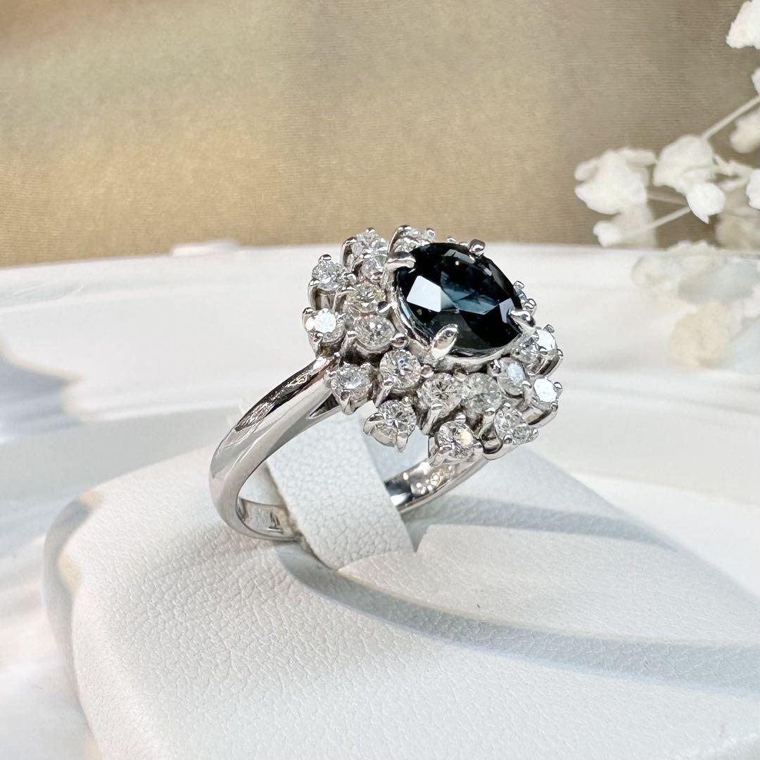【美品】PT900 サファイア ダイヤモンドリング 1.66ct