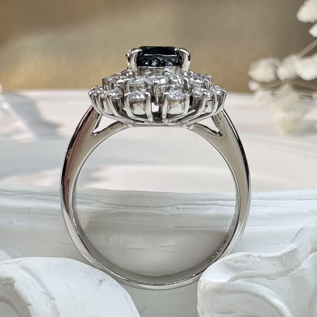 【美品】PT900 サファイア ダイヤモンドリング 1.66ct