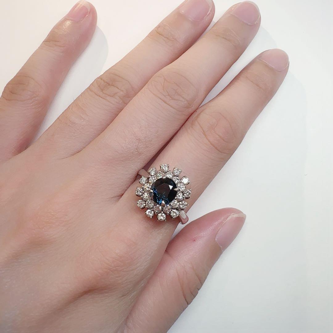 【美品】PT900 サファイア ダイヤモンドリング 1.66ct