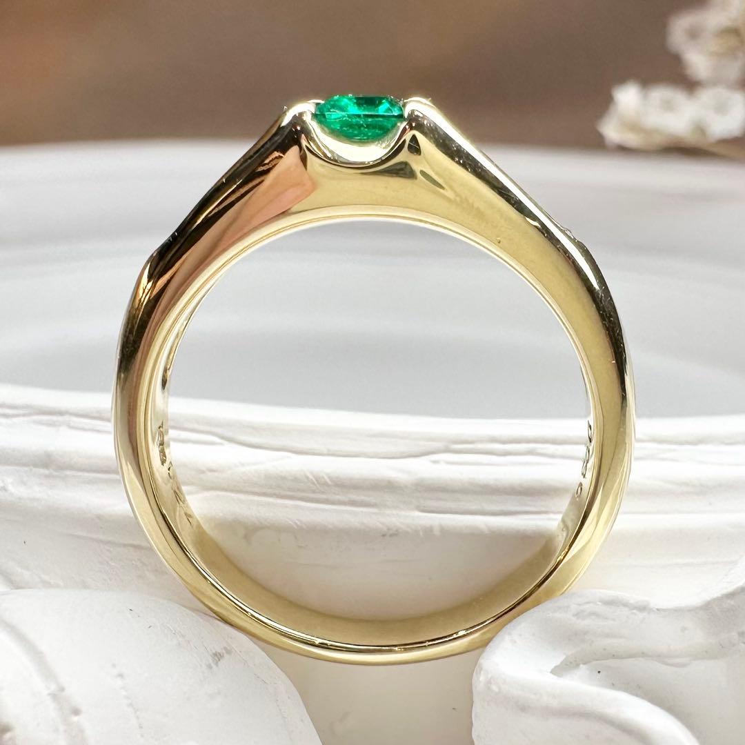 【K18】エメラルド 0.24ct ダイヤモンド リング