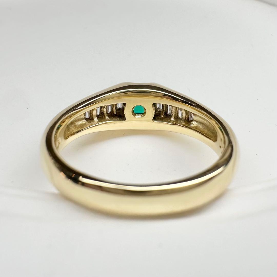 【K18】エメラルド 0.24ct ダイヤモンド リング