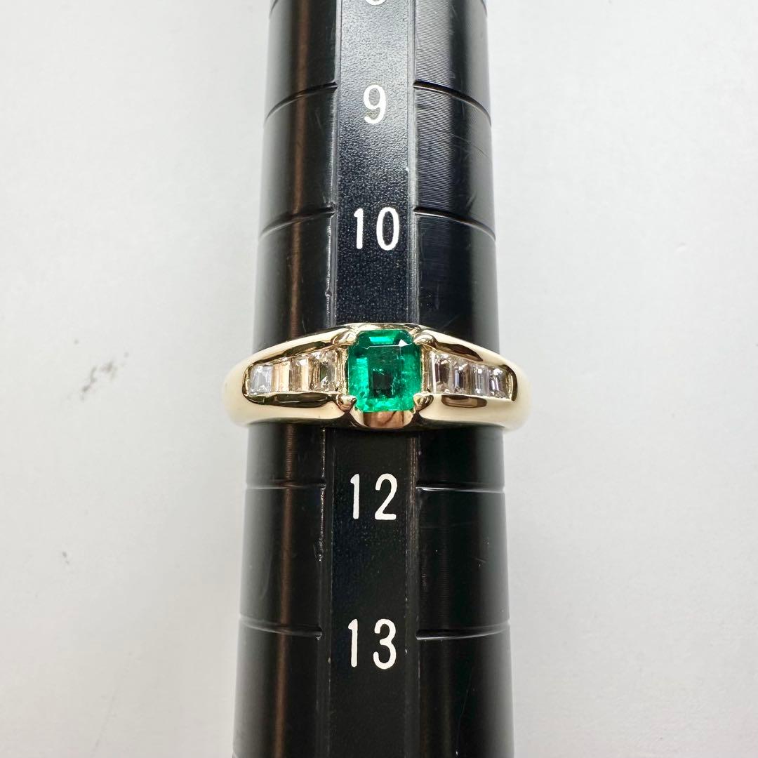 【K18】エメラルド 0.24ct ダイヤモンド リング