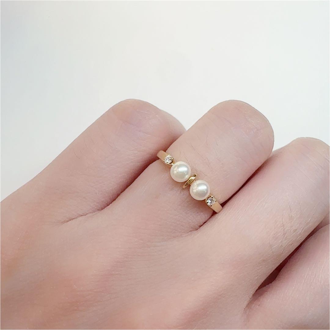 【御本木】MIKIMOTO K18 アコヤ真珠 3.8mm リング
